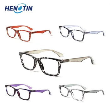 Женские очки для чтения Henotin, удобные HD прямоугольные модные прочные 2023, Новые легкие очки по рецепту для мужчин