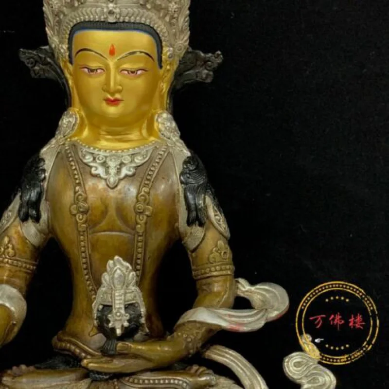 12-Дюймовый 30-сантиметровый Тибетский Бронзовый Позолоченный Буддизм Бодхисаттва Кшитигарбха/Статуя Будды 2
