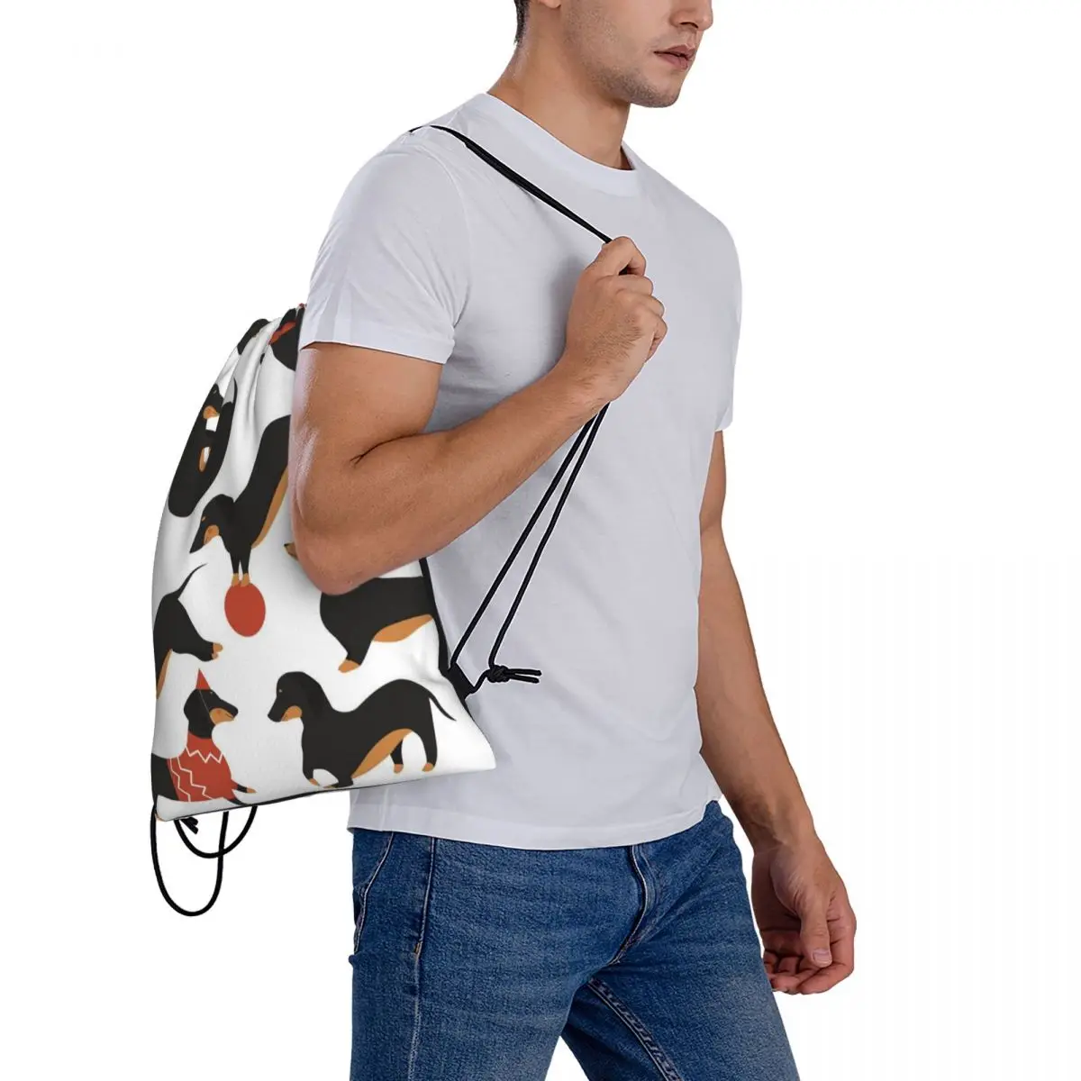 Рюкзак для хранения в спортивном зале Dachshund, Рюкзаки на шнурках для мужчин, изготовленные по индивидуальному заказу для школы, Кемпинга и активного отдыха 4