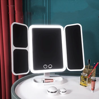 Косметическое зеркало для рабочего стола Домашняя настольная светодиодная лампа с лампой Intelligent Light Makeup Косметическое зеркало в виде ракушки Intelligent Light Makeup
