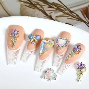 Аксессуары Подвески для ногтей Love Heart Bowknot Украшения для дизайна ногтей Бант Украшения Для ногтей Стразы для ногтей в форме сердца 3D сверла для ногтей
