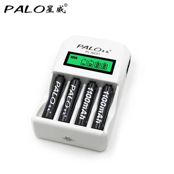 PALO ЖК-дисплей Зарядное Устройство smart AA Зарядное устройство Для AA/AAA/Ni-MH/Ni-Cd Аккумуляторных Батарей + 4шт AAA 1,2 В Аккумулятор