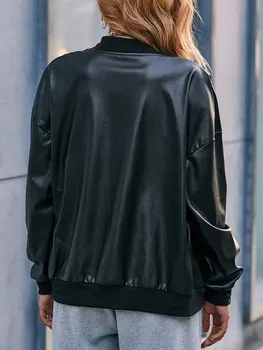Женская байкерская куртка из искусственной кожи с застежкой-молнией и поясом на талии - Стильная верхняя одежда для Y2K Streetwear Fashion