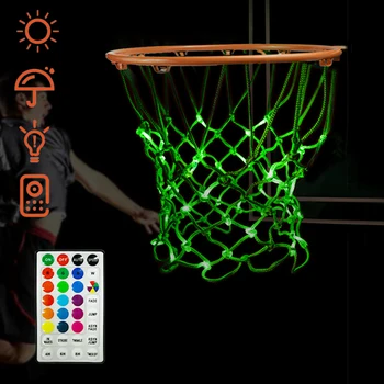 Светодиодная Баскетбольная сетка с подсветкой, сетка с обручем, изменение цвета, Дистанционная Наружная/Внутренняя Водонепроницаемая Стандартная спортивная Баскетбольная сетка