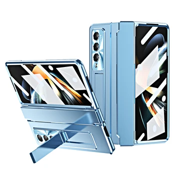 Полный Охват Портативная Подставка Складная Сумка Чехол для Samsung Galaxy Z Fold 4 5G Fold4 Fold3 Fold5 Fold 5 3 Zfold3 Стеклянная Пленка Coque
