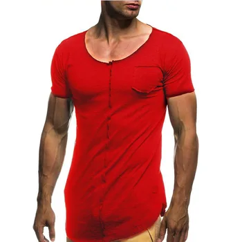 № 2 A1526, летние новые мужские футболки, однотонные, тонкие, трендовые, повседневные, с короткими рукавами, модные