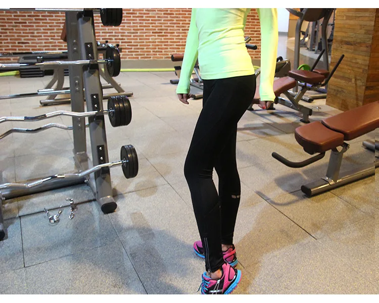 2019 новые эластичные обтягивающие светоотражающие упражнения для ночного бега, быстросохнущие брюки для фитнеса, потайной карман на молнии, девятиточечные штаны для йоги 2