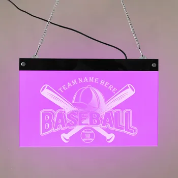 Логотип бейсбольной команды, Светодиодная неоновая вывеска, Бейсбольное Название команды, Спортивное освещение в гостиной, Декор, Персонализированный Бейсбольный Подвесной знак