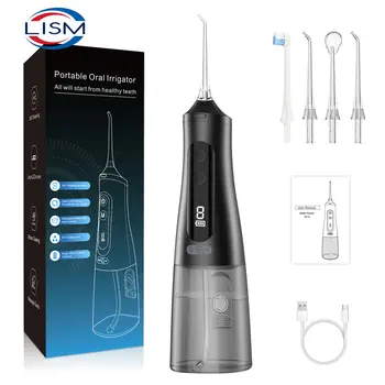 LISM Ирригатор для полости рта, USB Перезаряжаемая Водяная нить, Портативный Стоматологический Водоструйный Резервуар для воды Объемом 310 мл, Водонепроницаемый Очиститель зубов