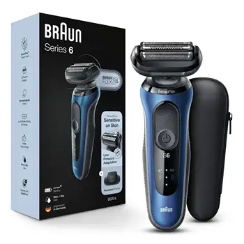 Электробритва Braun Series 6 6020s с прецизионным триммером для мужчин, влажная и сухая, Перезаряжаемая, беспроводная Фольгированная бритва, синий