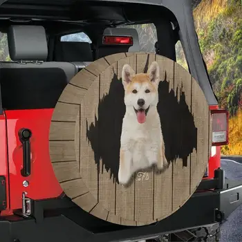 Виниловая пленка для крышки багажника Happy Face Akita Inu, Чехлы для шин с трещинами на багажнике для собак, Винтажные чехлы для шин для домашних животных