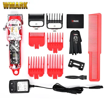 WMARK прозрачная машинка для стрижки волос с масляной насадкой, электрическая машинка для стрижки волос NG-409 с горячей зарядкой, парикмахерский салон