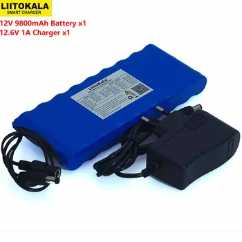 Liitokala 12 v 9.8Ah 9800 Mah 18650 Аккумуляторная Батарея 12V Плата Защиты CCTV Монитор батарея + 12.6V 1A Зарядное устройство