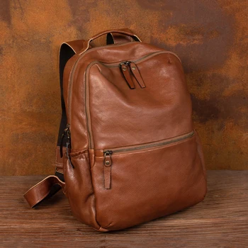 Кожаный женский рюкзак для путешествий на открытом воздухе, винтажный школьный рюкзак большой емкости, мужской рюкзак-ранец для 15,6-дюймового ноутбука