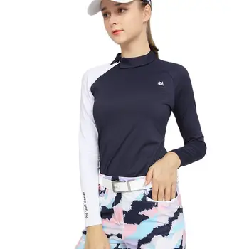 Женская футболка PGM Golf с круглым вырезом и подкладкой, летняя солнцезащитная футболка с длинным рукавом, дышащая рубашка, ультратонкая и крутая
