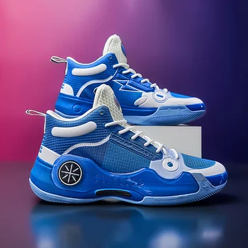 QNX-8017 Высококачественные мужские баскетбольные кроссовки для занятий в тренажерном зале, спортивная обувь для детей, баскетбольная обувь с подушками 36-45