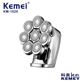 Kemei Km-1525 Прямая продажа с фабрики, быстрая зарядка через USB, 8 Лезвий, Сменная головка, ЖК-цифровой дисплей, Водонепроницаемая Электробритва