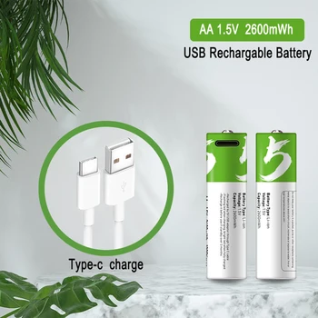 1,5 В AA батарея 2600 МВтч USB AA литий-ионная аккумуляторная батарея для дистанционного управления мышью маленький вентилятор Электрическая игрушечная батарея + кабель Type-C