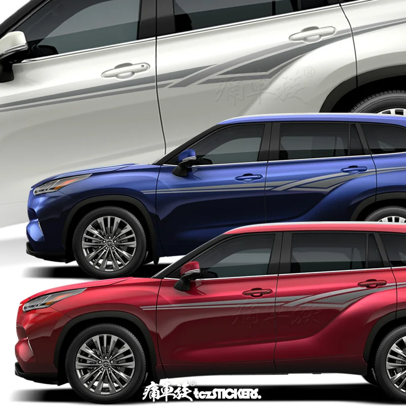Новые автомобильные наклейки для Toyota Highlander 2022, боковины кузова, украшенные модными наклейками для спортивных автомобилей, аксессуары из виниловой пленки 1