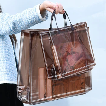 Новая Модная Стильная Желейная сумочка для женщин, экологичная однотонная сумка для покупок, Многоразовая водонепроницаемая сумка для покупок из ПВХ