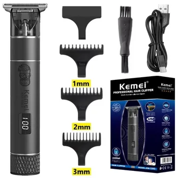 Kemei KM-1943 Pro ЖК-дисплей профессиональный триммер для волос для мужчин электрическая машинка для стрижки бороды парикмахерская беспроводная машинка для стрижки