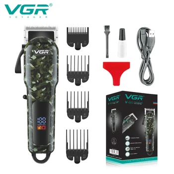VGR Машинка для стрижки волос Профессиональный Триммер Для Волос Регулируемая Машинка для Стрижки Волос Электрическая Парикмахерская Машинка для стрижки с цифровым дисплеем для мужчин V-665