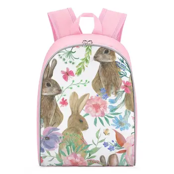 Рюкзак с милым кроликом и бабочкой с цветочным принтом, Регулируемый рюкзак для путешествий, плечевые ремни для рюкзака, Детский рюкзак на заказ