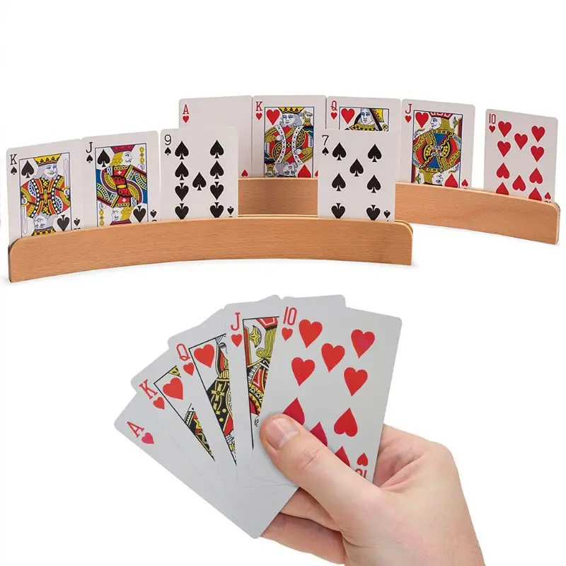 1 Шт. Деревянный Держатель для игровых карт в покер, Подставка для покера Свободной Руки, Аксессуары для настольной игры, Деревянная Подставка для игровых карт в покер, Изогнутый Дизайн