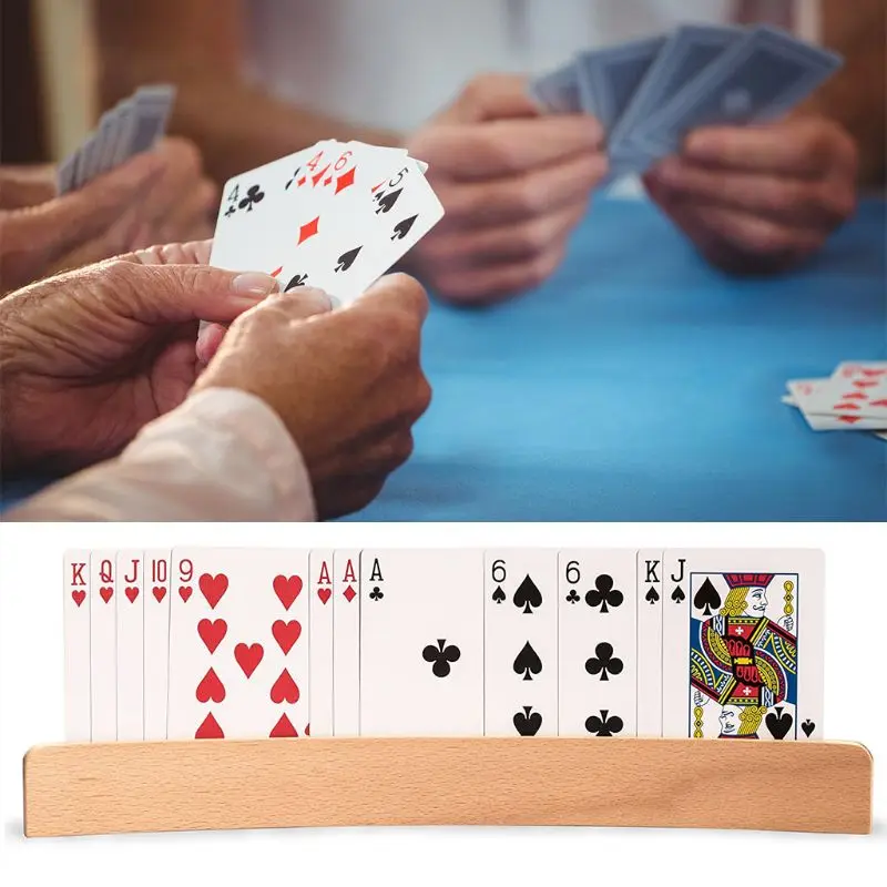1 Шт. Деревянный Держатель для игровых карт в покер, Подставка для покера Свободной Руки, Аксессуары для настольной игры, Деревянная Подставка для игровых карт в покер, Изогнутый Дизайн 4