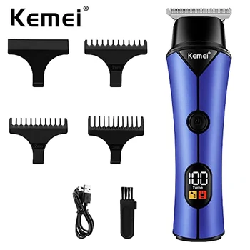 Kemei Мужской Беспроводной Триммер для волос, Синие Профессиональные Машинки Для стрижки волос, Парикмахерская Машинка для стрижки волос, USB Перезаряжаемый резак с нулевым зазором
