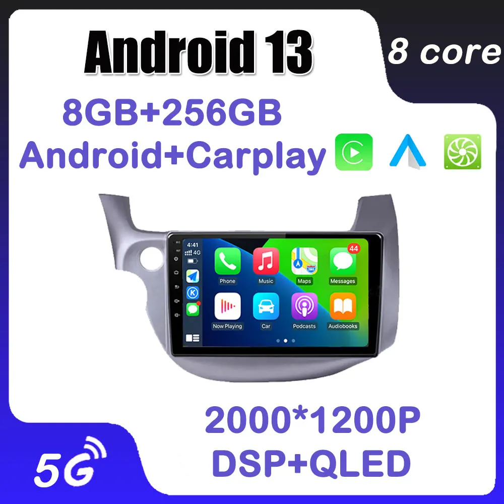 Автомобильный Радио Стерео Мультимедийный плеер Android 13 Для Honda Fit Jazz 2008-2013 BT Auto Carplay GPS Навигация 5G WiFi Сенсорный Экран 0