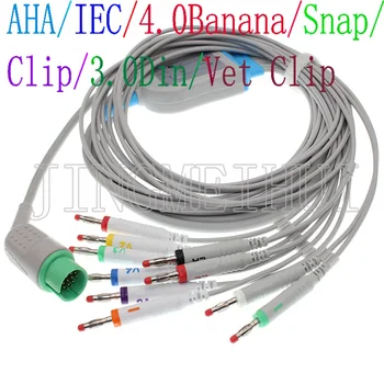Совместим с модулем 17P Spacelabs 90496 Ultraview, ЭКГ-кабелем EKG с 10 выводами, проводом типа 3.0 Din/4.0 Banana/clip/snap, IEC или AHA.