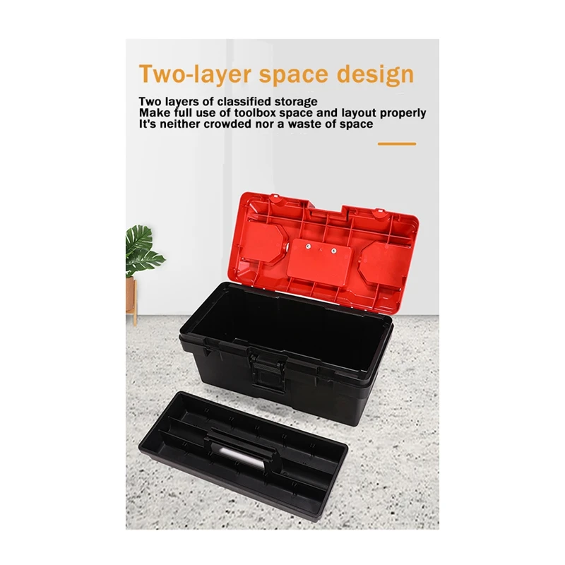 Переносной 14-дюймовый ящик для инструментов со съемным набором инструментов с металлической защелкой, грузоподъемностью до 33 фунтов 4