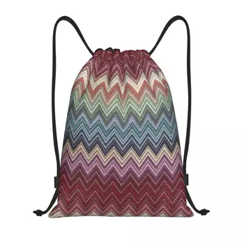 Абстрактный Геометрический Домашний Зигзагообразный рюкзак на шнурке, спортивная сумка для женщин, мужчин, Бохо, Современный Камуфляжный Тренировочный рюкзак