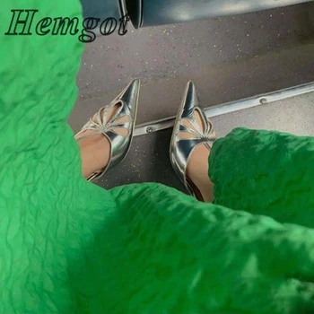 2022 г. Женские туфли на высоком каблуке Серебристого цвета с острым носком, модные летние нескользящие туфли Baotou, универсальные туфли для банкета