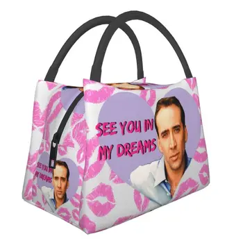 Nicolas Cage Термоизолированная сумка для ланча Женская Портативная сумка для хранения ланча на открытом воздухе для пикника Коробка для еды