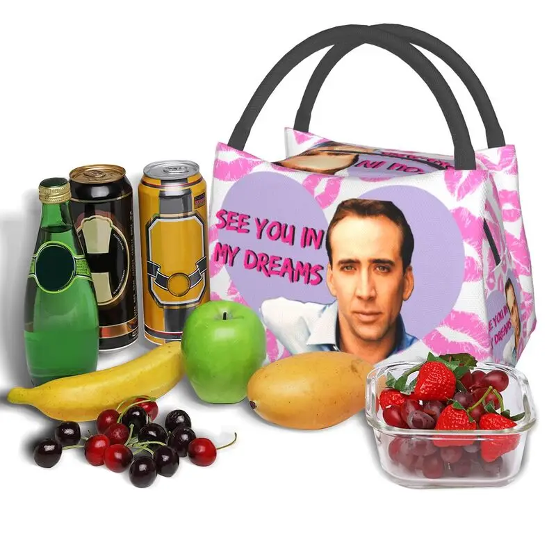 Nicolas Cage Термоизолированная сумка для ланча Женская Портативная сумка для хранения ланча на открытом воздухе для пикника Коробка для еды 5