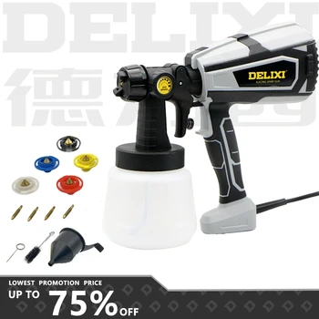 Delixi Электрический пистолет-распылитель мощностью 600 Вт/1000 мл, инструмент для распыления краски, средство для распыления краски для дома, автомобиля, мебели