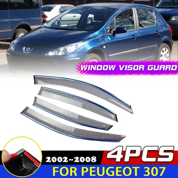 Козырек на окна автомобиля для Peugeot 307 2002 ~ 2008 2003 2004, навесы, защита от Солнца и Дождя, защита для Бровей, Дефлектор, Дымовая наклейка, Аксессуары