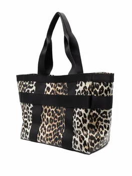 2023 Новая Женская Лоскутная сумка Большой емкости С леопардовым принтом, Модная Винтажная сумка на плечо с буквенным принтом, Женская сумка-тоут