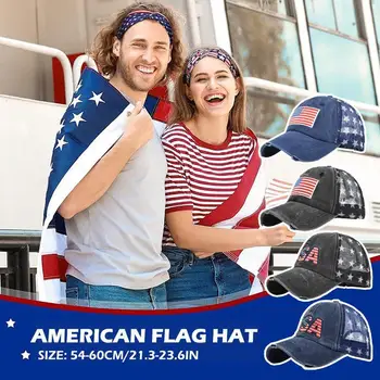 Шляпа, бейсболка с флагом США, Вышитая бейсболка, Пентаграмма, спортивная сетка, Регулируемая Кепка, Кепка на открытом воздухе X7N8