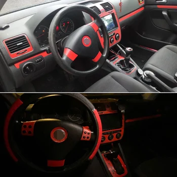 Для VW Golf 5 GTI MK5, 2 двери, Внутренняя Центральная панель управления, Дверная ручка, Наклейки из углеродного волокна, Аксессуары для стайлинга автомобилей