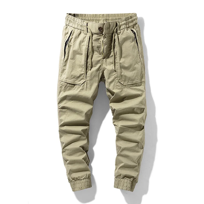 Весенне-осенний мужской комбинезон для бега трусцой, уличные тактические военные брюки, повседневные свободные спортивные брюки, мужские хлопковые брюки большого размера 2