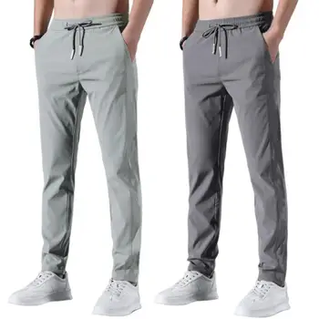 Мода 3D Шелк для резки льда Летние однотонные тонкие брюки прямого кроя Повседневная одежда Деловые брюки Повседневные брюки