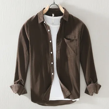 Осенняя повседневная рубашка 1816 года для мужчин, модные однотонные отвороты, Классические универсальные деловые повседневные Простые мужские тонкие куртки, одежда