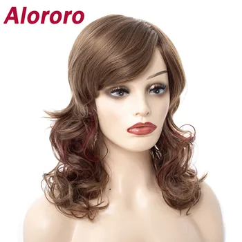 Alororo, Длинные Волнистые синтетические парики для чернокожих женщин, натуральный Высокотемпературный Проволочный Кудрявый парик из искусственных волос, коричневый Парик для косплея, парик для вечеринки