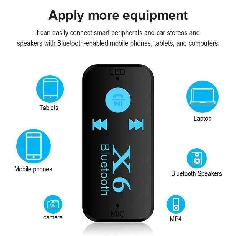Беспроводной адаптер Bluetooth5.0, Usb-приемник Bluetooth, 3,5 мм, Устройство чтения аудиокарт, Поддержка микрофонного вызова для автомобильного динамика X6, Автомобильная электроника 3