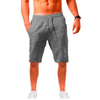 Новинка 2023 года, Мужские хлопчатобумажные льняные шорты, Брюки, мужские Летние дышащие однотонные льняные брюки для фитнеса, уличная одежда S-3XL