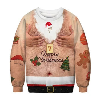 Уродливый Рождественский Пуловер 2022 Для Мужчин И женщин, Толстовка с длинным рукавом и круглым вырезом, Пародийная толстовка с 3D принтом