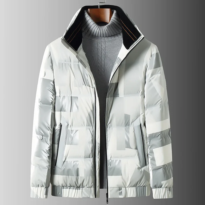 90% Пуховик, зимние теплые пальто, Куртки, Мужская стеганая куртка, глянцевая водонепроницаемая модная мужская верхняя одежда, высокое качество на открытом воздухе 5